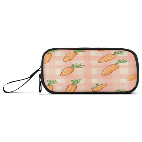 RPLIFE Federmäppchen mit niedlichem Karottenkaromuster, Reißverschluss-Tasche, großes Federmäppchen von RPLIFE