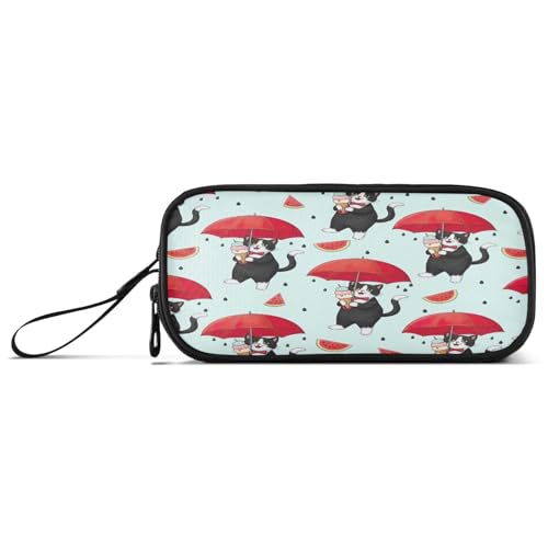 RPLIFE Federmäppchen mit niedlichem Katzen-Wassermelonen-Regenschirm, Federmäppchen mit Reißverschluss, Federmäppchen für Kinder von RPLIFE