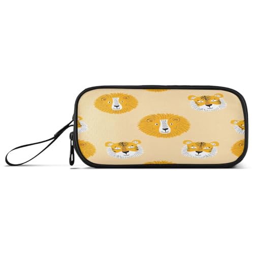 RPLIFE Federmäppchen mit niedlichem Löwen-/Tigergesichter, Gelb, großes Federmäppchen, Stiftebox für Mädchen von RPLIFE
