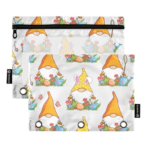 RPLIFE Federmäppchen mit niedlichem Oster-Zwerg und transparentem Fenster, 2 Stück, Federmäppchen für Mädchen, Kinder, Schulbedarf, 24,9 x 17,8 cm (Einheitsgröße) von RPLIFE