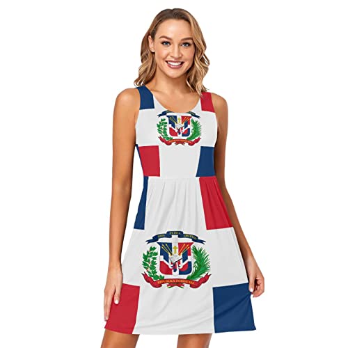 RPLIFE Flagge Dominikanische Republik Ärmellose Taillierte Kleider Ärmellose Kleidertaschen Ärmelloses Hauskleid, Flagge Dominikanische Republik, XX-Large von RPLIFE