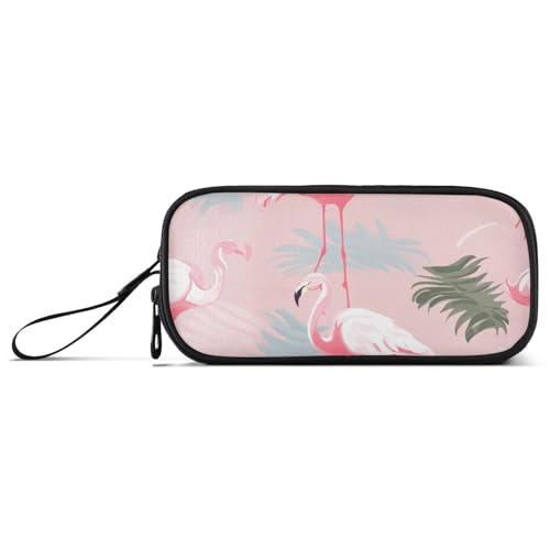 RPLIFE Flamingos auf rosa Federmäppchen Tasche, hohe Kapazität Federmappe, Stoff Federmäppchen von RPLIFE