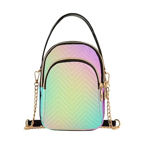 RPLIFE Gesteppte Schultertasche, Handtasche, Handy, Geldbörse, Umhängetasche, Pastellfarben, Regenbogenfarben von RPLIFE
