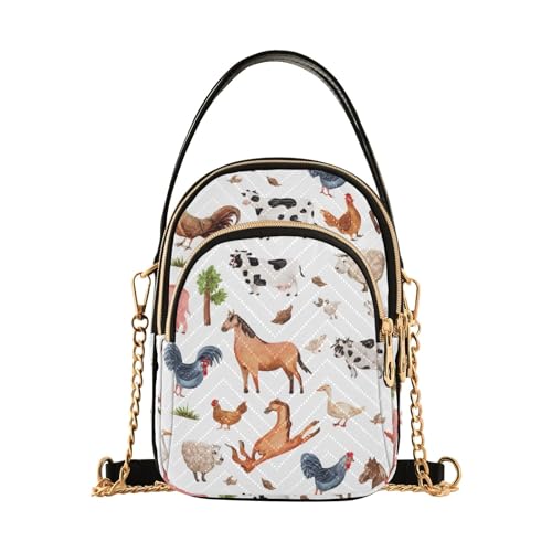 RPLIFE Gesteppte Schultertasche mit Bauernhoftieren und Kühen von RPLIFE