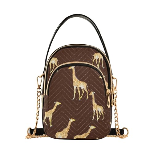 RPLIFE Giraffes Dunkelbraun Damen Crossbody Handtaschen Geldbörse mit Kette von RPLIFE