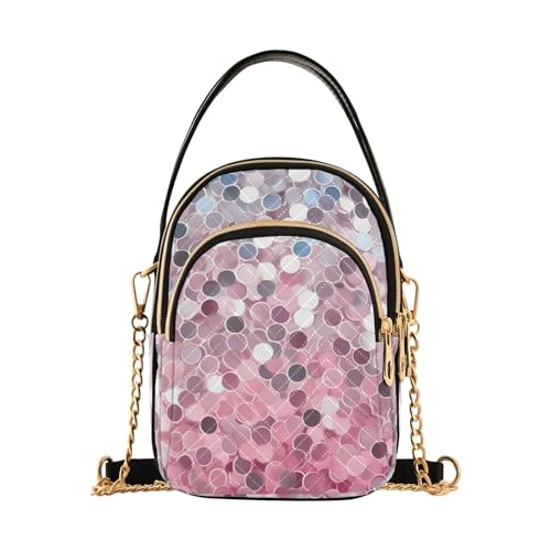 RPLIFE Glitzernde rosa lila gold silber gesteppte Geldbörse mit Kette Crossbody Reisetasche für Damen von RPLIFE