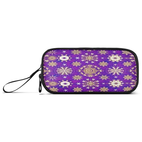 RPLIFE Gold Weiß Schneeflocken Stern Lila Federmäppchen Federmäppchen mit Taschen Federmäppchen für Mädchen von RPLIFE