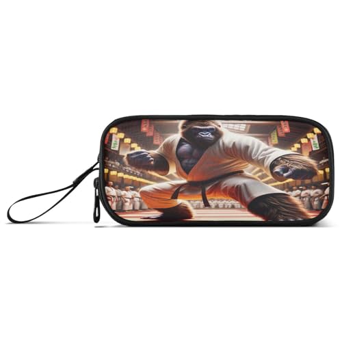 RPLIFE Gorilla Karate Lustiges Pastell Federmäppchen Reißverschluss Federmäppchen Groß Stoff Federmäppchen von RPLIFE