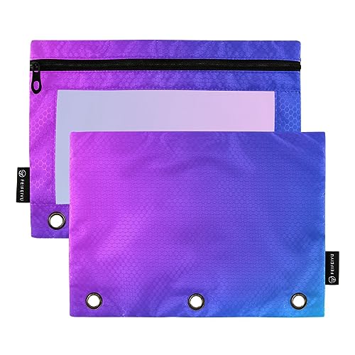 RPLIFE Gradient Purple Blue Large Zipper Pencil Pouch, Zipper Pencil Pouches Clear Window, Durable Pencil Pouch, Zipper Pouch for School, Zipper Pencil Pouch Boys (One Size x 2) von RPLIFE