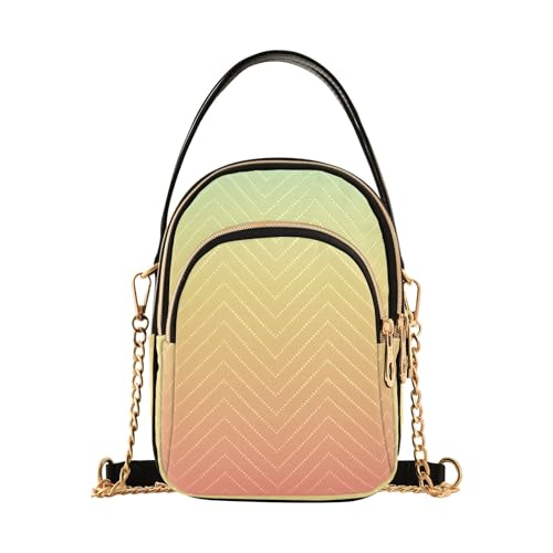 RPLIFE Gradients Peach Damen Crossbody Taschen Gesteppte Geldbörse mit Kette Handy Geldbörse Handtasche von RPLIFE