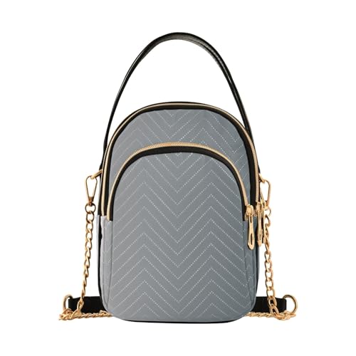 RPLIFE Graue gesteppte Geldbörse mit Kette, modische Umhängetasche für Damen von RPLIFE