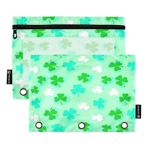 RPLIFE Green Clover Federmäppchen für 3-Ringbücher für Kinder, Schule, Federmäppchen für Jungen und Mädchen, 24,9 x 17,8 cm (Einheitsgröße x 2) von RPLIFE