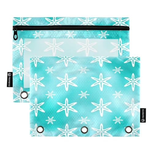RPLIFE Große Tasche mit Reißverschluss und transparentem Fenster, 2 Stück, Federmäppchen für 3-Ringbücher für Mädchen, Kinder, Schulbedarf, 24,9 x 17,8 cm, weißer Seestern, hellblau, Aquarell RPLIFE Große Tasche mit Reißverschluss und transparentem Fenster, 2 Stück, Federmäppchen für 3-Ringbücher für Mädchen, Kinder, Schulbedarf, 24,9 x 17,8 cm, weißer Seestern, hellblau, Aquarell von RPLIFE