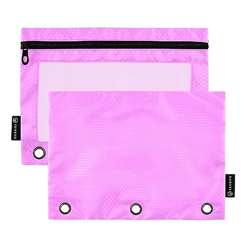 RPLIFE Großes, weiches Federmäppchen mit Reißverschluss, für 3 Ringbücher, Reißverschlussbeutel für 3-Ringbinder, Lavendel-Magenta (Einheitsgröße x 2) von RPLIFE