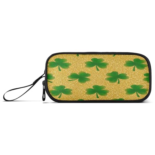 RPLIFE Grüne Kleeblätter Gold Federmäppchen Federmäppchen Groß Leinwand Federmäppchen von RPLIFE