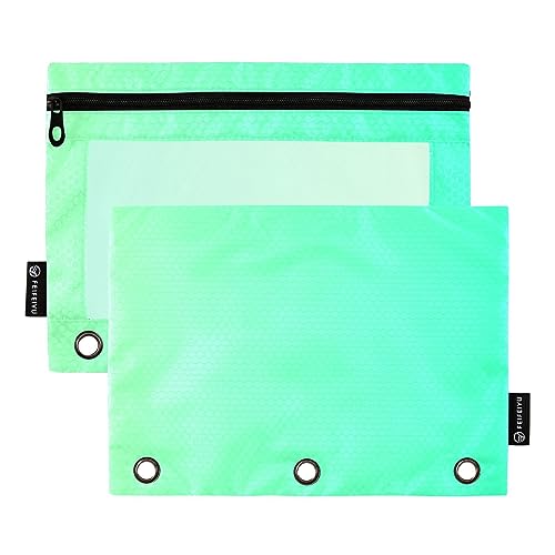 RPLIFE Grüner Farbverlauf 3 Ring Bleistift Tasche Clear View Reißverschluss Binder Pouch, Durable Pencil Pouch, Kindergarten Bleistift Pouch, Binder Reißverschluss Beutel Mädchen (One Size x 2) von RPLIFE