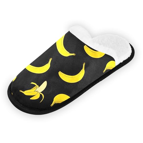 RPLIFE Haus Spa Hausschuhe, Fast Food Muster auf weißen Hausschuhen Männer Innen, Baumwolle Slipers Reise Haus Hausschuhe, Bananenmuster, Large von RPLIFE