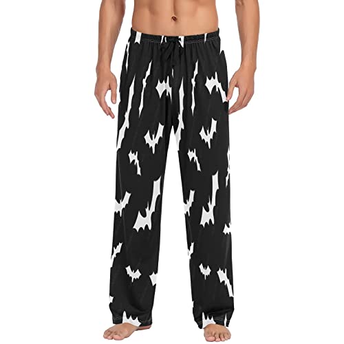 RPLIFE Herren-Pyjamahose, Herren-Pyjamahose, weich, Herren-Pyjamahose, Fledermaus-Silhouetten-Set, isoliert auf schwarzem Hintergrund, XL von RPLIFE