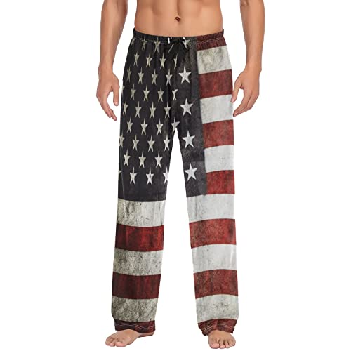 RPLIFE Herren-Pyjamahose, weiche Herren-Pyjamahose, große Pyjamahose, Nahaufnahme Grunge Amerikanische Flagge, L von RPLIFE