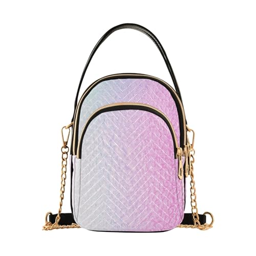 RPLIFE Holografischer Farbverlauf Regenbogen Gesteppte Umhängetasche Kleine Kleine Handtaschen für Frauen Trendy von RPLIFE