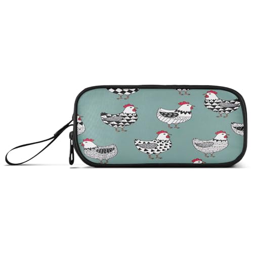 RPLIFE Hühner Schwarz Weiß Federmäppchen Multi Pocket Federmäppchen Federmäppchen für Erwachsene Frauen von RPLIFE