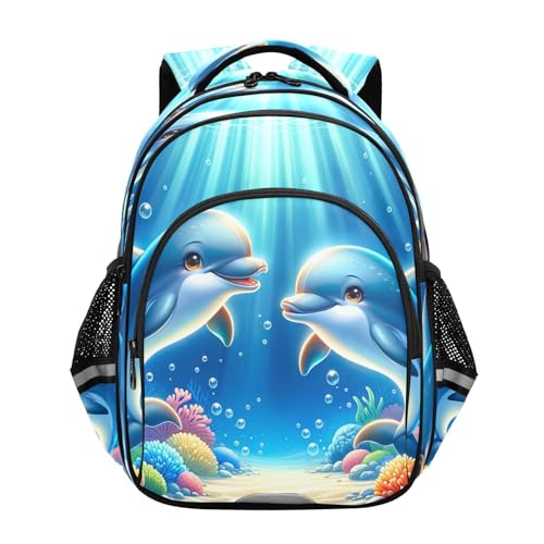 RPLIFE Kinder-Rucksack für Mädchen und Jungen, 38,1 cm, niedliche Delfine, Meerestiere, Jungen, elementarer Rucksack RPLIFE Kinder-Rucksack für Mädchen und Jungen, 38,1 cm, niedliche Delfine, Meerestiere, Jungen, elementarer Rucksack von RPLIFE