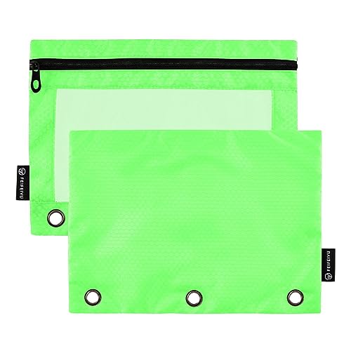 RPLIFE Kobaltgrün Buch Binder Pouch Bleistift Tasche mit Fenster, Reißverschluss Bleistift Pouch Tuch, Reißverschluss Tasche Schule, 3 Ring Bleistift Tasche für Binder (One Size x 2) von RPLIFE