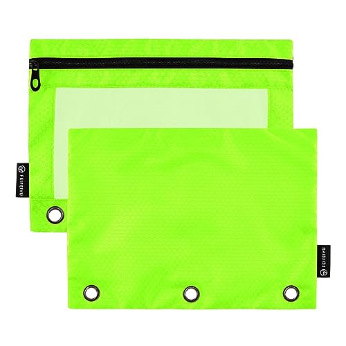 RPLIFE Lawn Green Reißverschlussbeutel, Binder-Bleistiftbeutel, klares Fenster, langlebig, Reißverschluss-Tasche, Schule, Kinder, Binder-Bleistiftbeutel (Einheitsgröße x 2) von RPLIFE