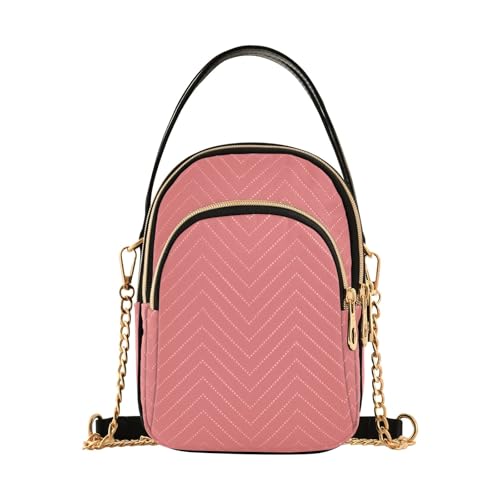 RPLIFE Light Coral Damen Crossbody Taschen Gesteppte Geldbörse mit Kette Handy Geldbörse Handtasche von RPLIFE