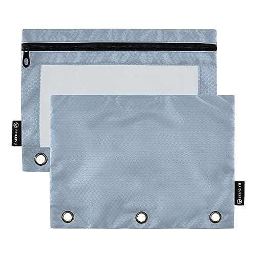 RPLIFE Light Slate Gray Zippered Pocket Pouch Window Zipper Pouch, Soft Pencil Pouch with Holes, Zipper Pencil Pouches Girls, Pencil Bag 3 Ring Binder (One Size x 2) von RPLIFE