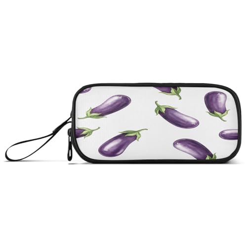 RPLIFE Lila Auberginen weiße Stiftetasche, mittlere Federmappe, Federmäppchen für Mädchen von RPLIFE
