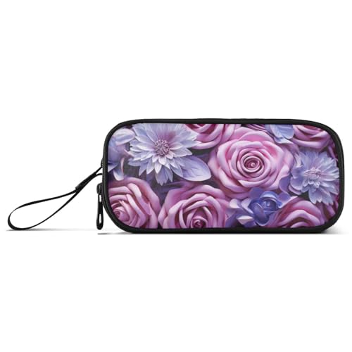 RPLIFE Lila Blumenstrauß Bleistift Pouch Pack, Multi Pocket Pencil Pouch, Trendy Pencil Pouch von RPLIFE