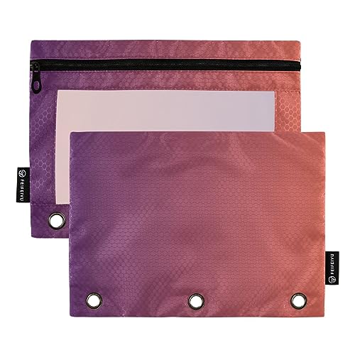 RPLIFE Lila Braun Farbverlauf Drei Ringe Bleistift Pouch, Reißverschluss Bleistift Pouches Clear Window, Soft Zip up Pencil Pouch, Crayon Zipper Bag, Zipper Pencil Case Boys (One Size x 2) von RPLIFE