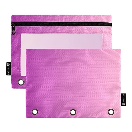 RPLIFE Lila Farbverlauf 3 Ring Reißverschluss Tasche Clear View Reißverschluss Binder Pouch, einfache moderne Bleistifttasche, Reißverschlusstasche für Schule, Federmäppchen Jungen 3 Ring von RPLIFE