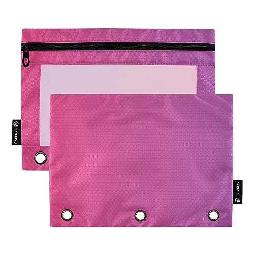 RPLIFE Lila Farbverlauf Reißverschluss Binder Pouch, Pencil Pouch mit Fenster, Weiche Reißverschluss Bleistift Pouch, Bleistift Pouch Klassenzimmer, Binder Pencil Pouches für Mädchen (One Size x 2) von RPLIFE