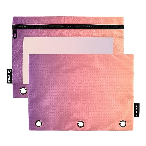 RPLIFE Lila Orange Farbverlauf Big Clear Pencil Pouch Clear Binder Pouch, PVC Zipper Pouch, Crayon Pouch, Girls Binder Zipper Pouch (One Size x 2) von RPLIFE