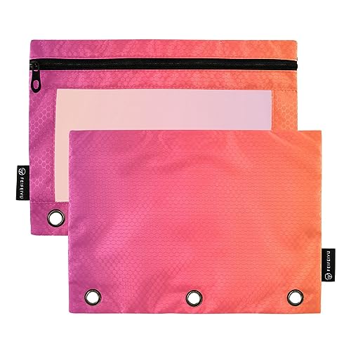 RPLIFE Lila Orange Gradient Binder Zipper Pouch, Zippered Pouch with Clear Window, Pencil Pouch Durable, Pencil Pouches for School, Pencil Pouch Teen Girls (One Size x 2) von RPLIFE