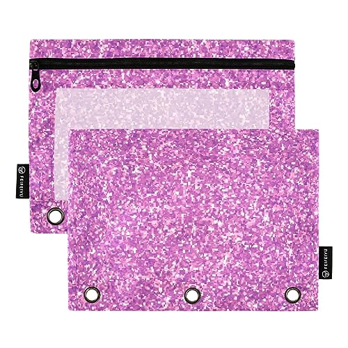 RPLIFE Lila Pixels Glitzer Bleistifttasche Bleistift Tasche Stoff Reißverschluss Bleistift Pouch, Reißverschluss Bleistift Taschen Jungen Bleistift Beutel für Schule (One Size x 2) von RPLIFE