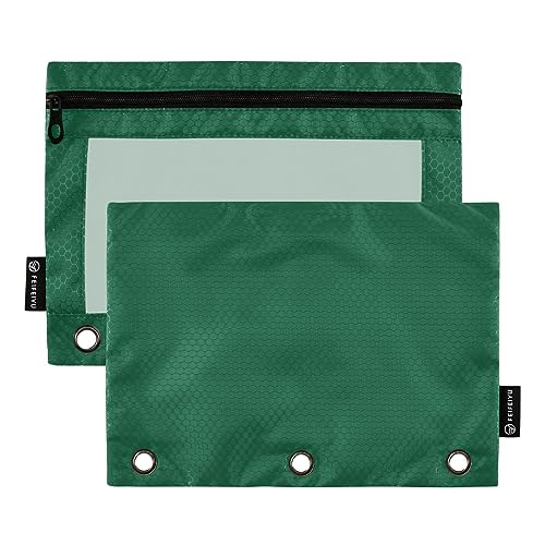 RPLIFE Lotus Green Binder Pencil Pouch Clear Zipper Pouch, Durable Pencil Pouch with Zipper, Zipper Pencil Pouches Classroom, Three Ring Pencil Pouch Girls (One Size x 2) von RPLIFE