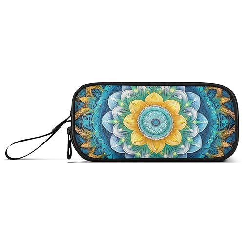 RPLIFE Mandala the Blue Flower Basic Pencil Bag, Elastic Pencil Pouch, Pencil Pouch Adult von RPLIFE