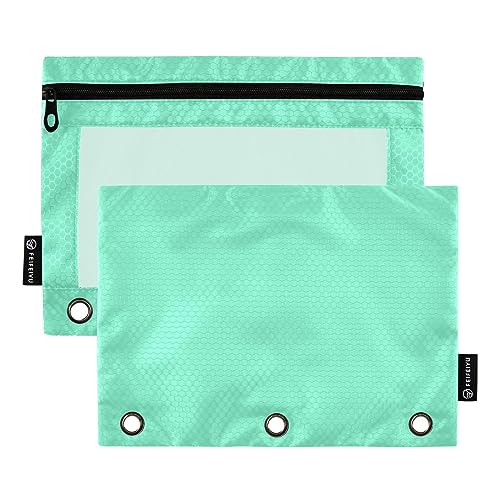 RPLIFE Medium Aquamarin Zipper Pencil Pouch Clear Front Zipper Pouch, 3 Ring Soft Pencil Pouch, Zipper Crayon Pouch, Zipper Pencil Pouches Girls (One Size x 2) von RPLIFE