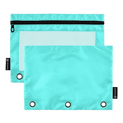 RPLIFE Medium Turquoise Zippered Pencil Pouch Pencil Pouch Pencil Pouch Clear Window, Soft Zippered Pencil Pouches, Pencil Pouches for Boys Pencil Bag for 3 Ring Binder (One Size x 2) von RPLIFE