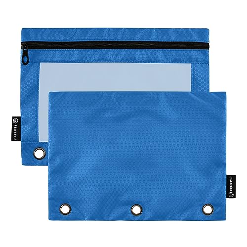 RPLIFE Mineral Blue Zippered 3 Hole Binder Pouch Clear Zipper Pouch, Soft Pencil Pouch, Zipper Crayon Pouch, Pencil Pouch for Boys (One Size x 2) von RPLIFE