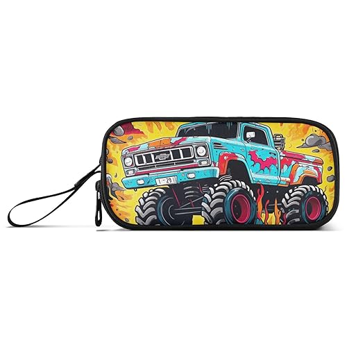 RPLIFE Monster Trucks Stift- und Federtasche, Reißverschluss-Tasche, unterteiltes Federmäppchen von RPLIFE