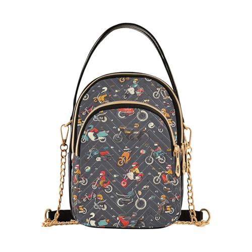 RPLIFE Motorrad Damen Crossbody Taschen Gesteppte Geldbörse mit Kette Handy Geldbörse Handtasche von RPLIFE