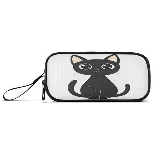 RPLIFE Niedliche schwarze Katze Weiß Federmäppchen Beutel Federmäppchen mit Fächern Federmäppchen Basic von RPLIFE