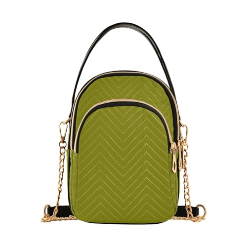 RPLIFE Olive Gesteppte Schultertasche mit Kette Kette Taschen mit Ledergriff von RPLIFE