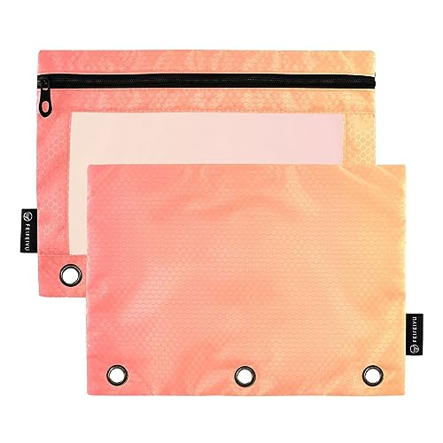 RPLIFE Orange Gradient Zipper Pen Pouch Clear Binder Pouch, 3 Ring Cloth Pencil Pouch, Binder Pencil Pouch Jungen, Zipper Pencil Pouches Classroom (One Size x 2) von RPLIFE