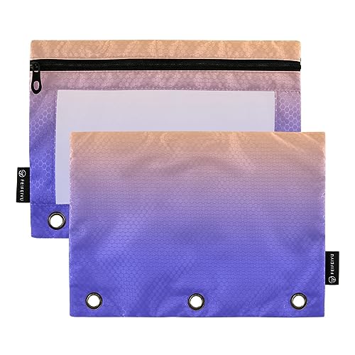 RPLIFE Orange Lila Gradient Zipper Pouch Clear Binder Pouch, Fabric Pencil Pouches with Zipper, Pencil Pouch Boys Elementary, Zipper Crayon Pouch (One Size x 2) von RPLIFE