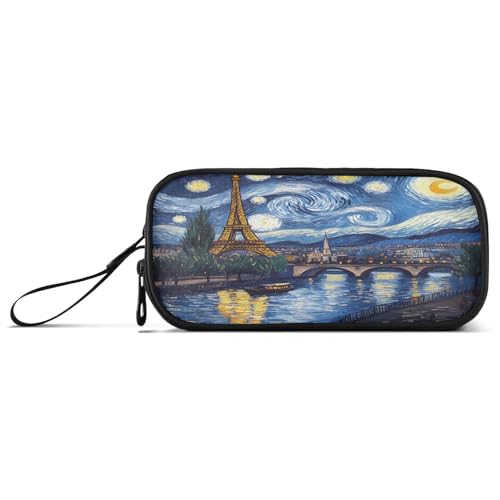 RPLIFE Paris Starry Night Painting Basic Pencil Pouch, Pencil Bag with Compartments, Pencil Pouch for College Students von RPLIFE